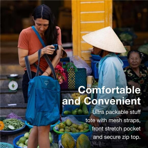 Lightweight packable tote bag travel shopping shoulder bag foldable carryall - Picture 3 of 8